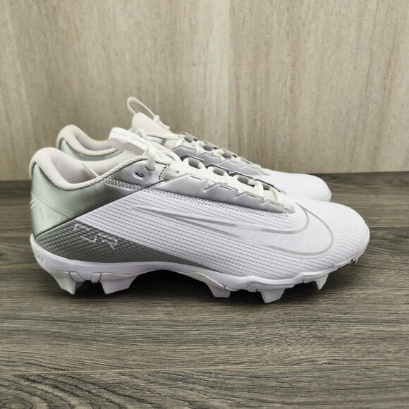 Nike Vapor Edge Shark 2 Size 12 Mens White Metallic Silver Football Cleats - Picture 2 of 11